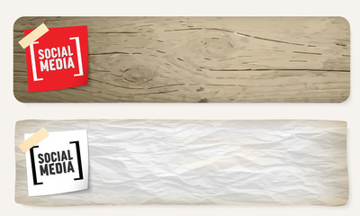 Obraz premium Two banners with brackets and the wodrs social media