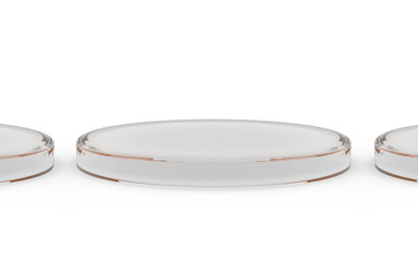 three round glass stand for products display