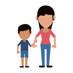 mom and son holding hands vector illustration eps 10