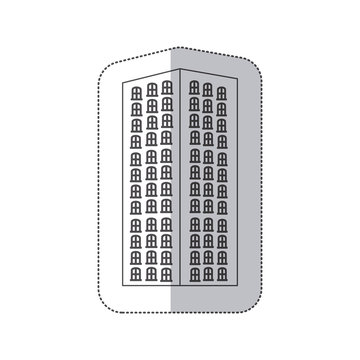 sticker monochrome contour with apartment building vector illustration