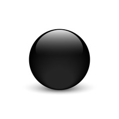 Vector illustration of black glass button for icon with shadow