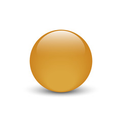 Vector illustration of orange glass button for icon with shadow