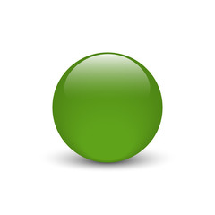 Vector illustration of green glass button for icon with shadow