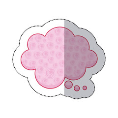 callout for dialogue shape of cloud sticker with pink background and swirls vector illustration