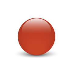 Vector illustration of red glass button for icon with shadow