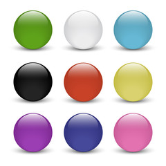 Set of colored glass buttons for icon with shadow