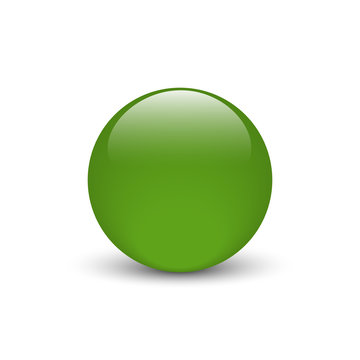 Vector illustration of green glass button for icon with shadow