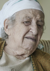 Closeup face of senior woman