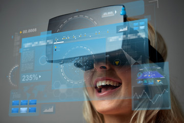 close up of woman in virtual reality headset