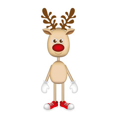 reindeer standing with gloves and shoes vector illustration