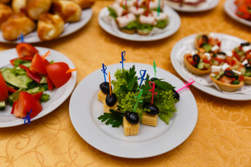 buffet table food