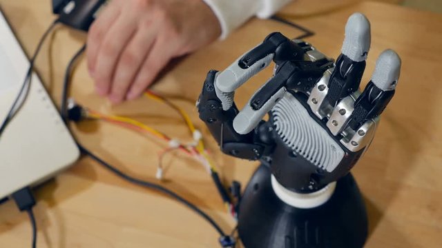 Futuristic artificial bionic arm. 4K