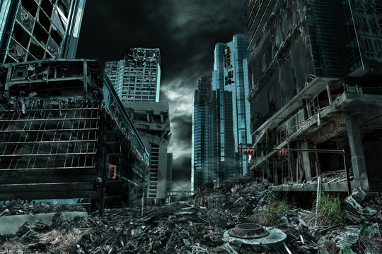 Cinematic Portrayal of Destroyed and Deserted City
