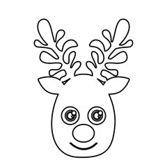 silhouette cute face reindeer animal vector illustration
