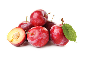 Fresh plums isolated on a white