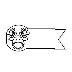 silhouette ribbon with face reindeer christmas animal vector illustration