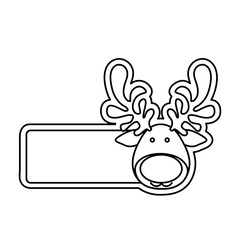 silhouette banner with face reindeer christmas animal vector illustration