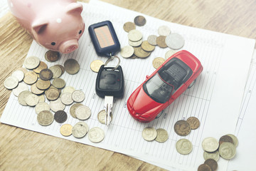 car model and auto key on documents