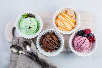 Selection of colorful ice cream scoops