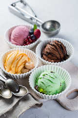 Selection of colorful ice cream scoops