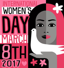 International Women's Day retro vector design for banners, cards, posters