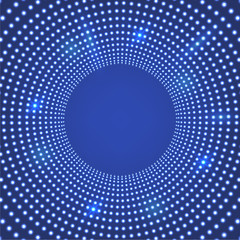 vector illustration of Glowing dots in circle tunnel, future technologies Background 