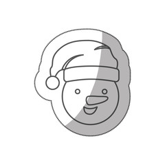 sticker silhouette face cartoon snowman christmas design vector illustration