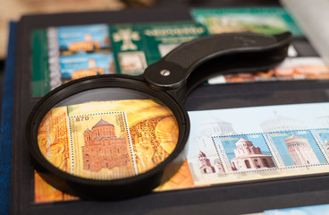 The ancient Armenian temple on postage stamp