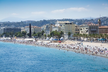 Blue water and the beach in Nice