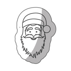 sticker silhouette half body cartoon santa claus portrait icon vector illustration