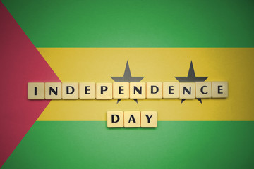 letters with text independence day on the national flag of sao tome and principe.