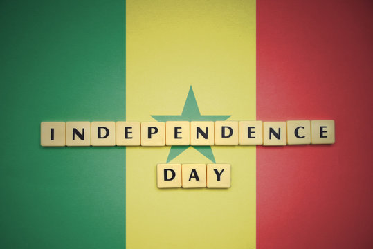 letters with text independence day on the national flag of senegal,.