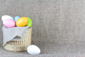 easter eggs in rustic basket