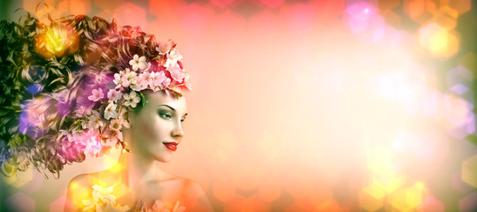Girl spring. Background with spring fashion.