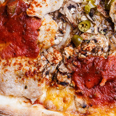 Closeup of hot pizza.