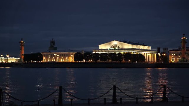 Saint-Petersburg city at night with view on river Neva