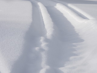 Fototapeta na wymiar Tracks in snow