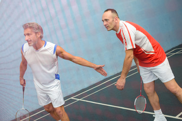 a doubles badminton game