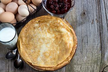 A stack of pancakes