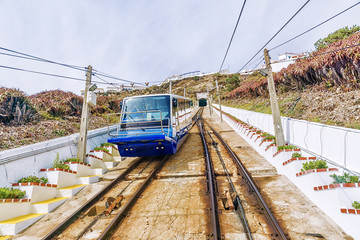 Fototapeta premium funicular railway in Nazare. Portugal