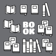 Reading book vector icons set. Book vector