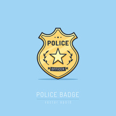 Police badge vector illustration in fat linework style