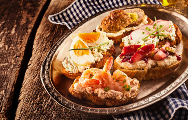 Selection of canapes for appetizers