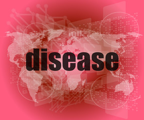 disease words on digital touch screen interface