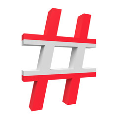 Fototapeta na wymiar 3d Austria Flag Hashtag Sign Isolated On White Background, 3d illustration