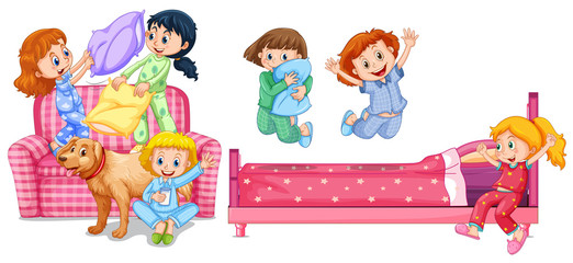 Girls playing in bedroom