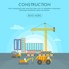 Fototapeta premium Building process concept area, cartoon style