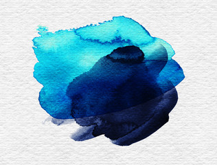 Blue colorful watercolor hand drawn stroke