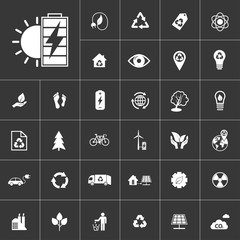 solar battery. ecology and alternative energy icon set at gray background. Natural renewable energy technologies as solar, wind, water, geothermal heat, bio fuel.