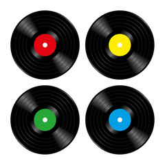 Vinyl Records Four Variations. Vector Illustration.